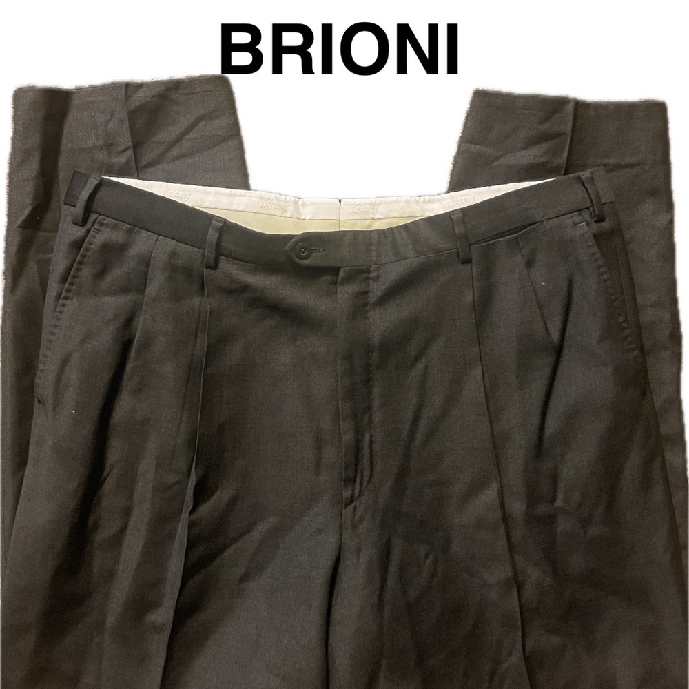 Brioni Men's Elegant Black Dress Pants Gray 40R